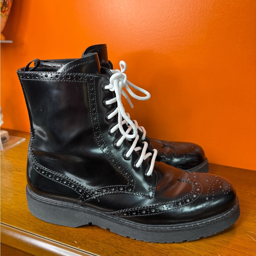 Prada Black Leather Lace-Up Boots 41 men - Picture 4 of 7
